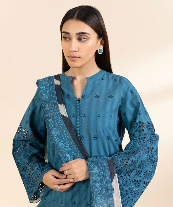 3 Piece - Embroidered Dobby Suit