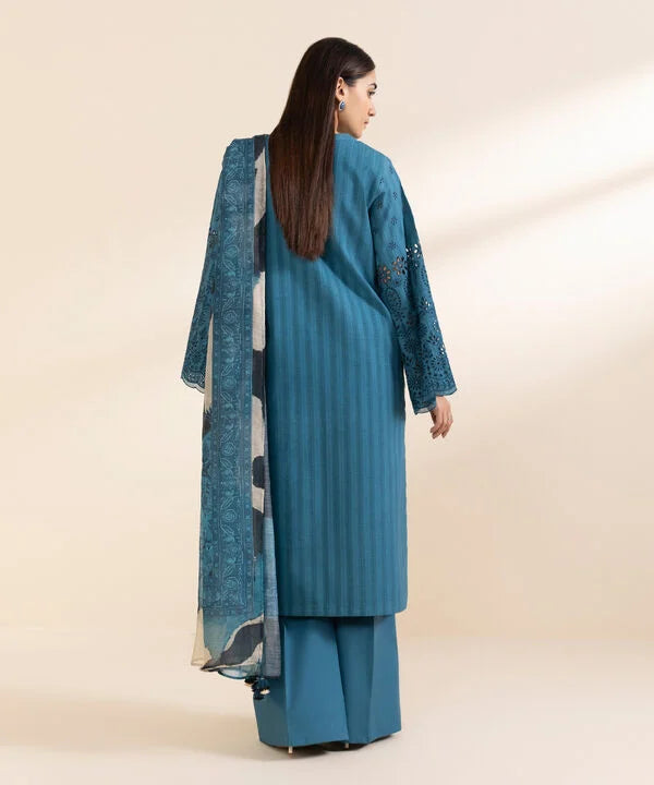 3 Piece - Embroidered Dobby Suit