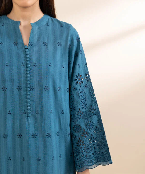 3 Piece - Embroidered Dobby Suit