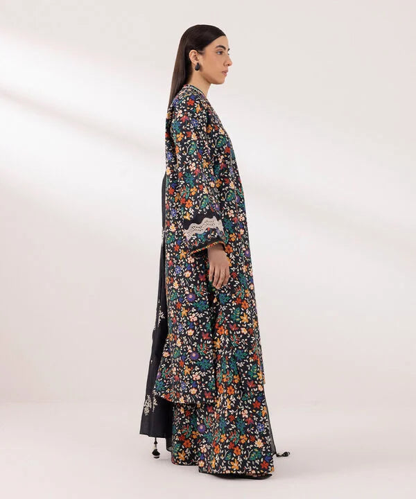 Printed Cambric Boot-cut Pants