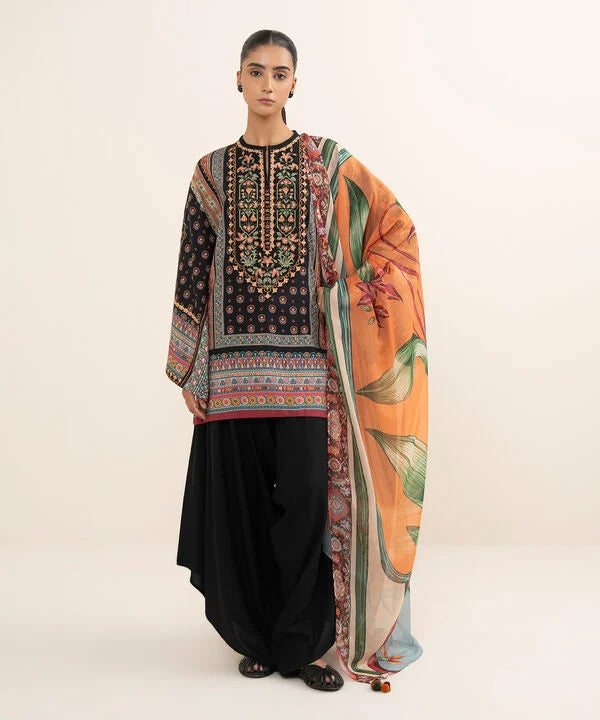 3 Piece - Embroidered Arabic Lawn Suit