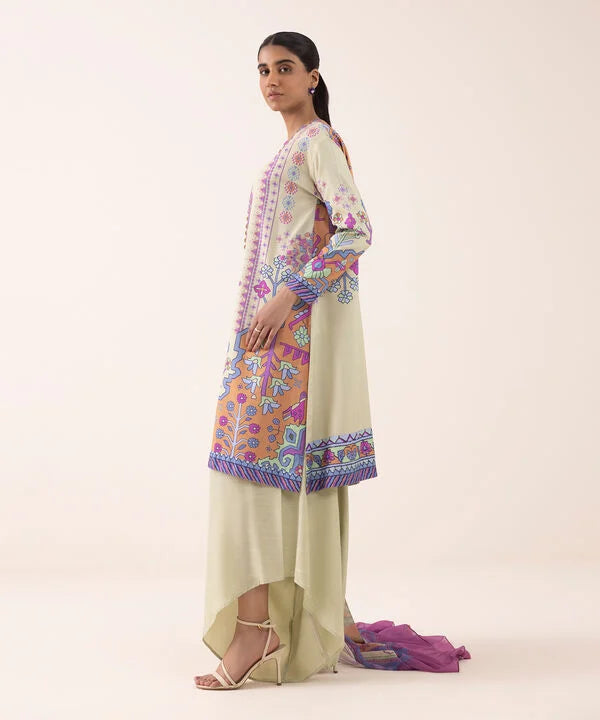 3 Piece - Embroidered Arabic Lawn Suit