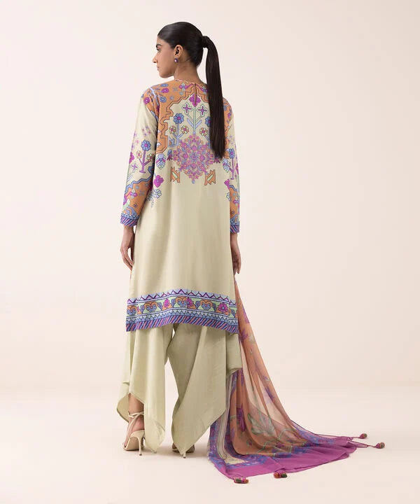 3 Piece - Embroidered Arabic Lawn Suit