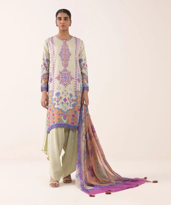 3 Piece - Embroidered Arabic Lawn Suit