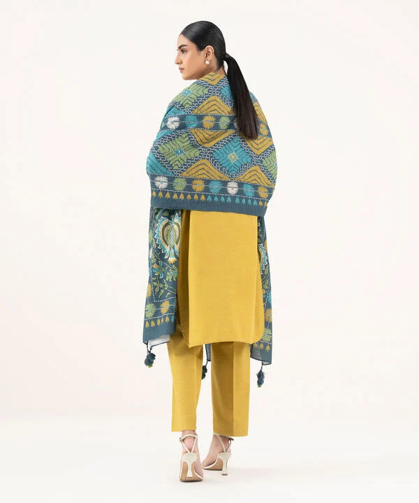 3 Piece - Embroidered Khaddar Suit