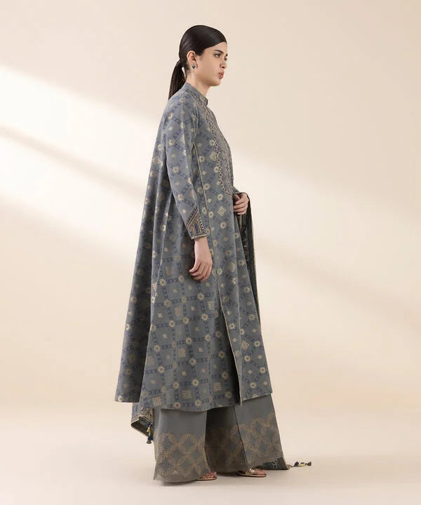 3 Piece - Embroidered Jacquard Suit