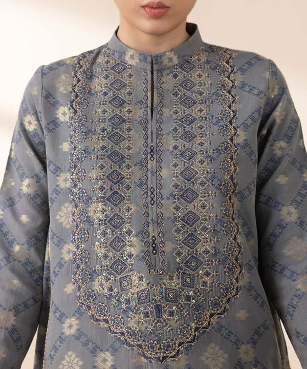 3 Piece - Embroidered Jacquard Suit