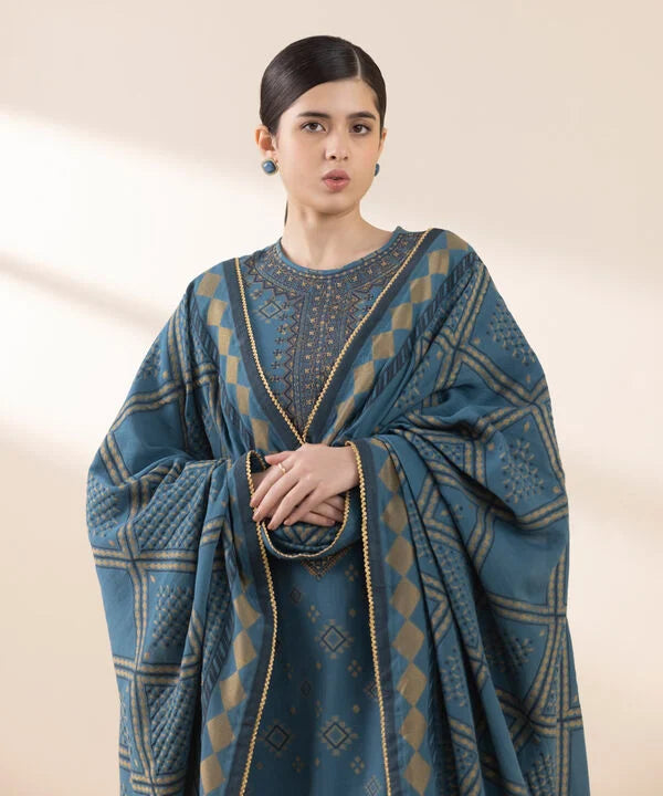 3 Piece - Embroidered Jacquard Suit