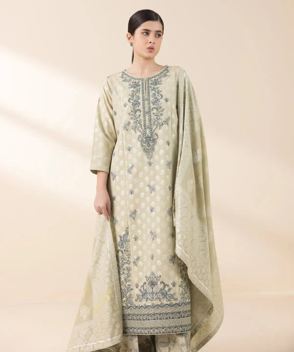 3 Piece - Embroidered Jacquard Suit