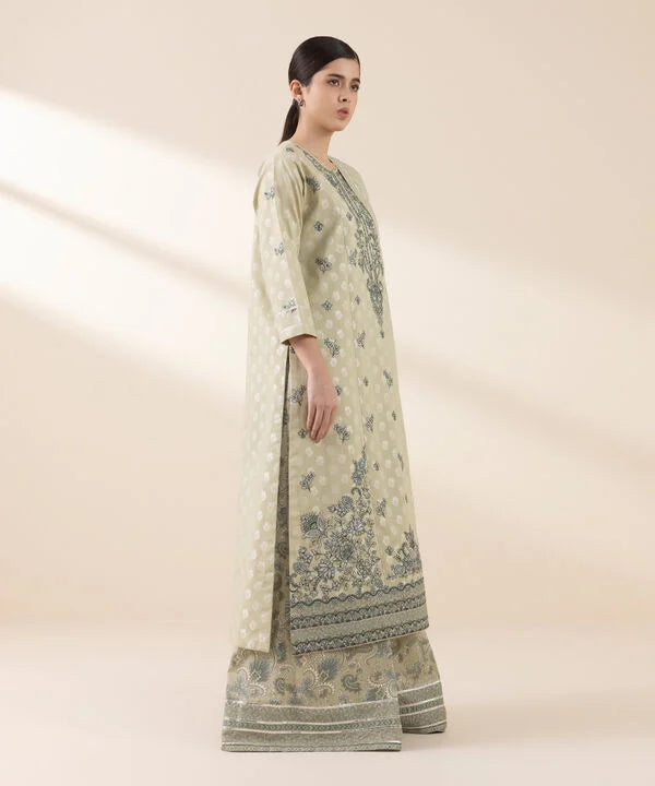3 Piece - Embroidered Jacquard Suit