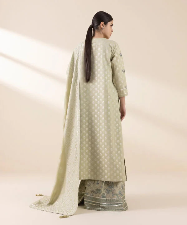 3 Piece - Embroidered Jacquard Suit