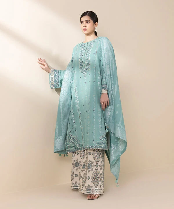 3 Piece - Embroidered Jacquard Suit