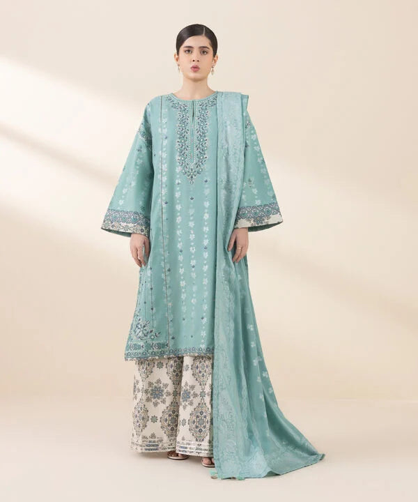 3 Piece - Embroidered Jacquard Suit
