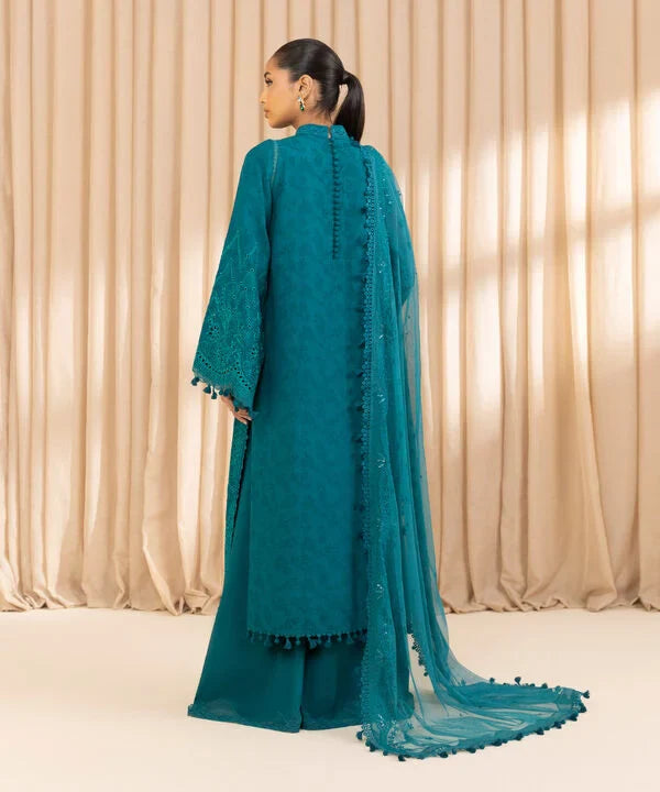 3 Piece - Embroidered Cotton Jacquard Suit