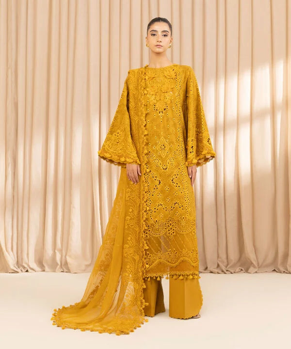 3 Piece - Embroidered Cotton Jacquard Suit