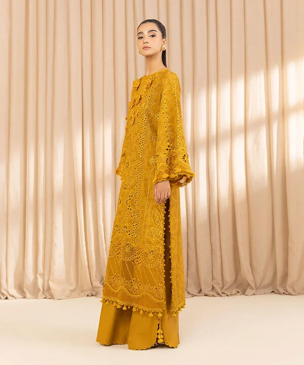 3 Piece - Embroidered Cotton Jacquard Suit