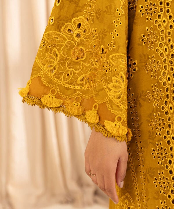 3 Piece - Embroidered Cotton Jacquard Suit