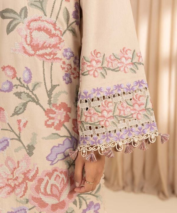 3 Piece - Embroidered Dobby Suit