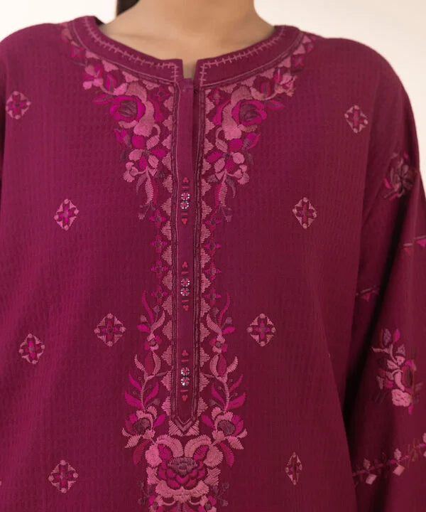 3 Piece - Embroidered Dobby Suit