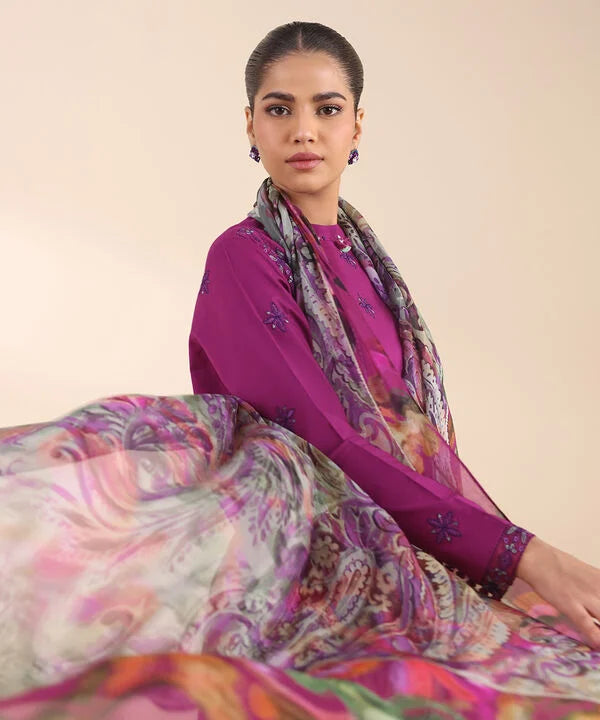 3 Piece - Embroidered Cotton Suit