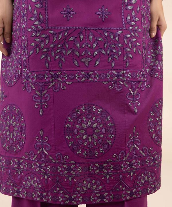 3 Piece - Embroidered Cotton Suit