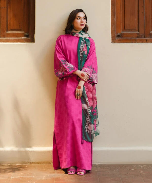 3 Piece - Embroidered Cotton Jacquard Suit