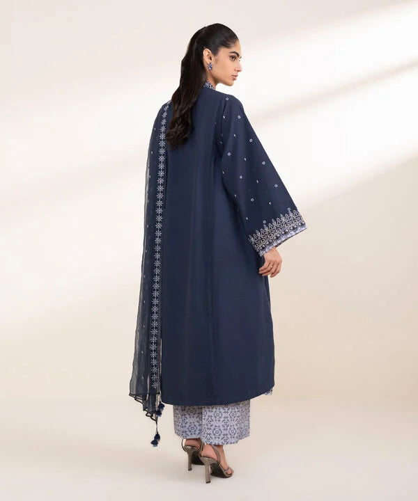 3 Piece - Embroidered Dobby Suit