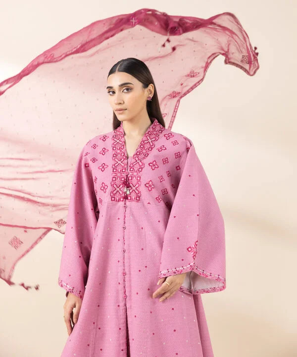 3 Piece - Embroidered Dobby Suit