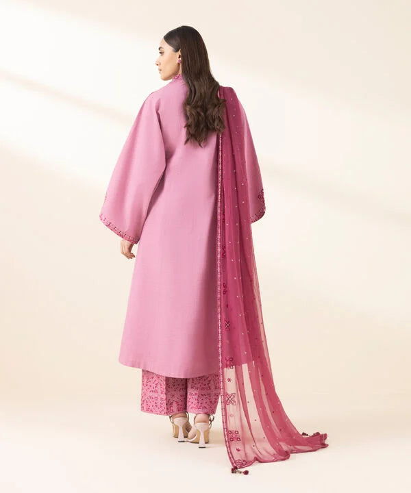 3 Piece - Embroidered Dobby Suit