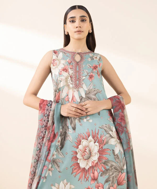 3 Piece - Embroidered Dobby Suit