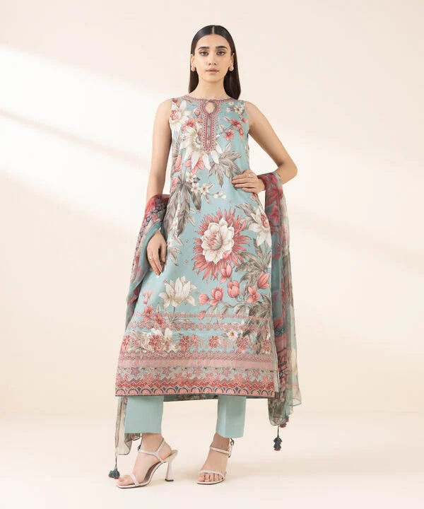 3 Piece - Embroidered Dobby Suit