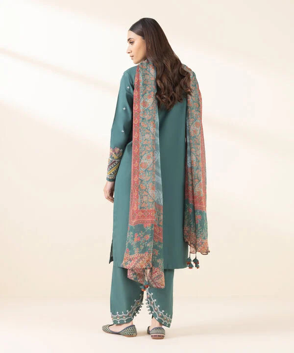 3 Piece - Embroidered Cotton Suit