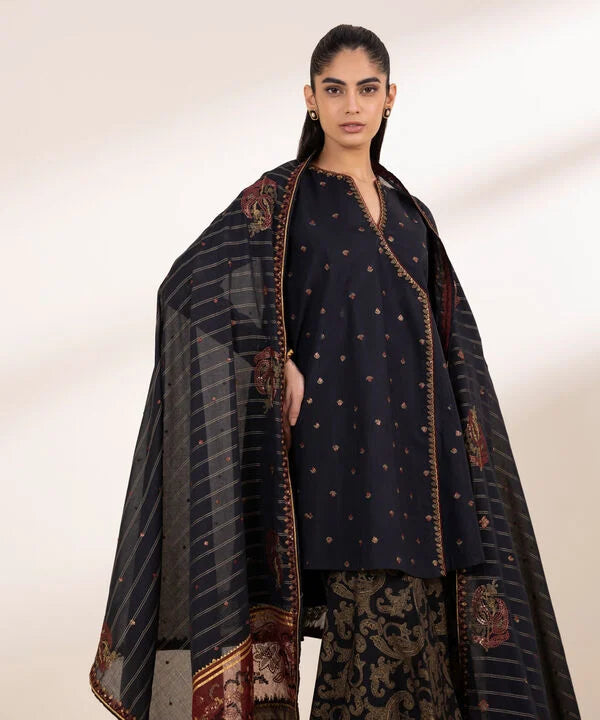 3 Piece - Embroidered Cotton Suit