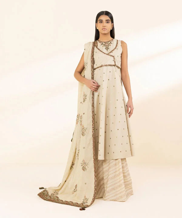 3 Piece - Embroidered Cotton Suit