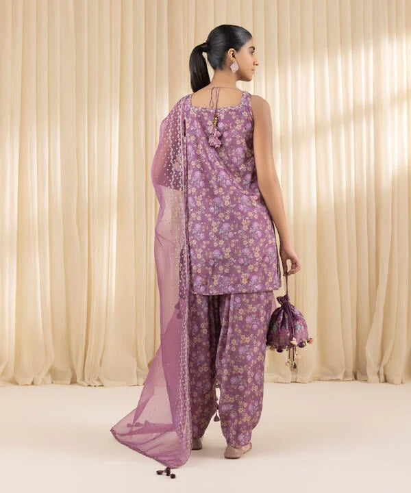 3 Piece - Embroidered Silk Suit