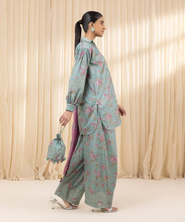 3 Piece - Embroidered Silk Suit