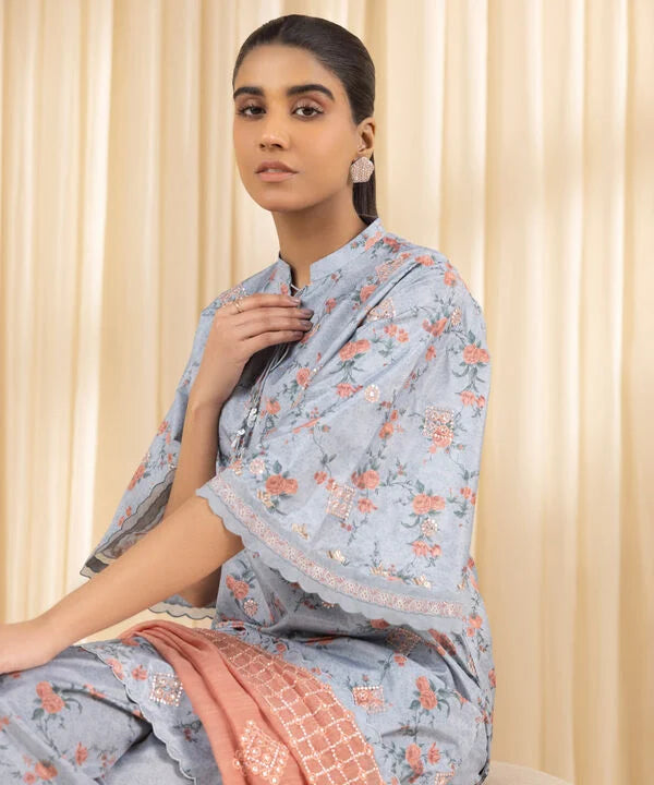 3 Piece - Embroidered Silk Suit
