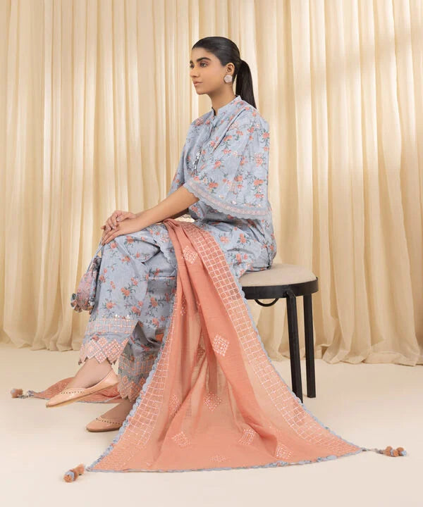 3 Piece - Embroidered Silk Suit