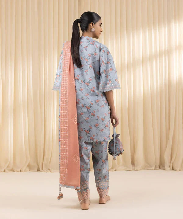 3 Piece - Embroidered Silk Suit