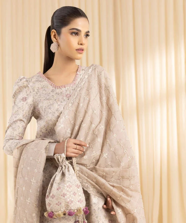 3 Piece - Embroidered Silk Suit