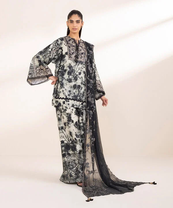 3 Piece - Embroidered Crosshatch Suit