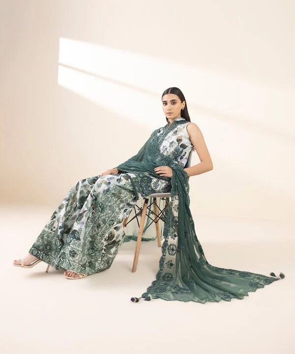 3 Piece - Embroidered Crosshatch Suit