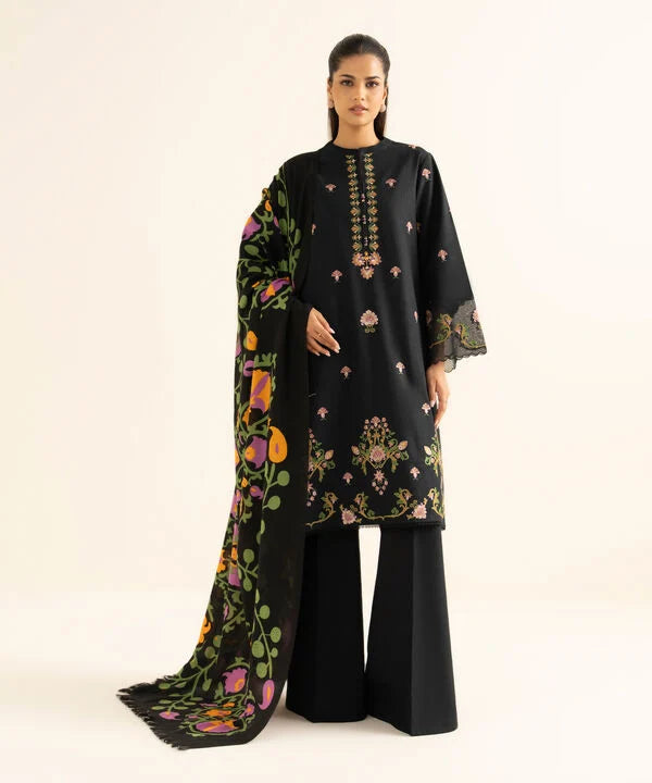 3 Piece - Embroidered Khaddar Suit