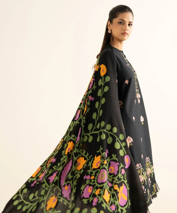 3 Piece - Embroidered Khaddar Suit