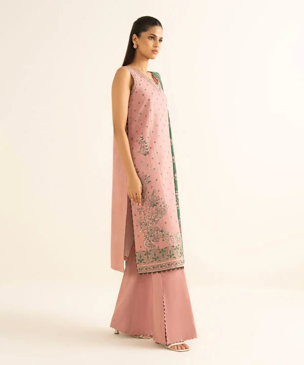 3 Piece - Embroidered Light Khaddar Suit