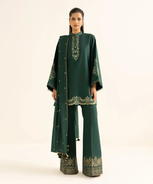3 Piece - Embroidered Khaddar Suit