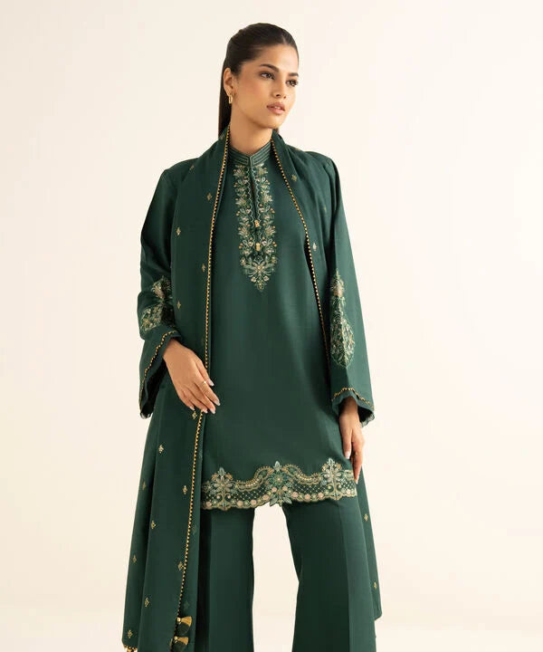 3 Piece - Embroidered Khaddar Suit