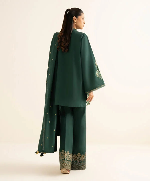 3 Piece - Embroidered Khaddar Suit
