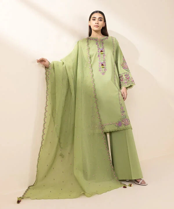 3 Piece - Embroidered Crosshatch Suit