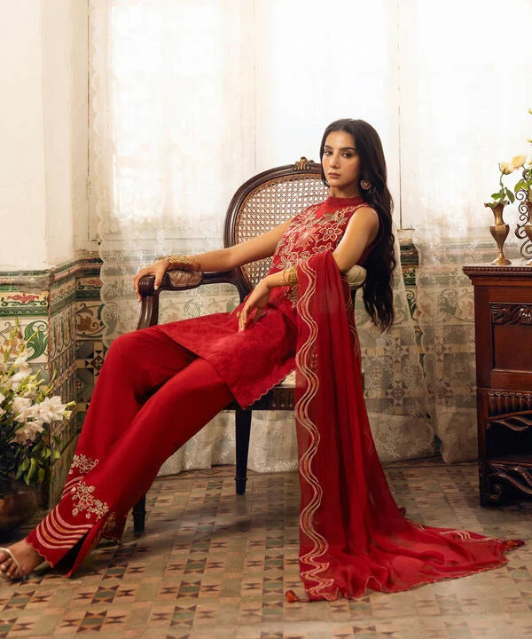 3 Piece - Embroidered Cotton Jacquard Suit